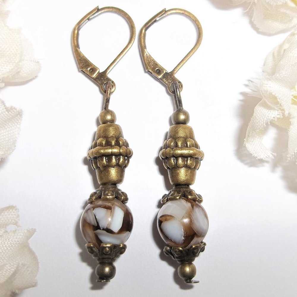 Brown & Bronze Boho Earring Set Handmade Jewelry Fashion Accessory Chic NWT 6424